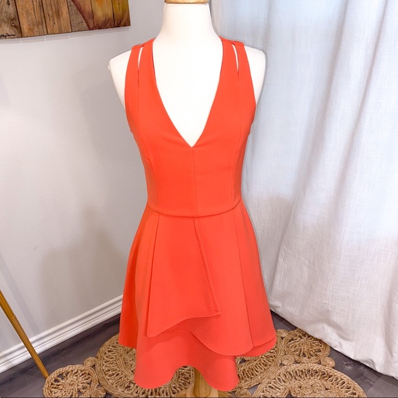 Adelyn Rae Asymmetrical Crepe Fit and Flare Dress - Picture 2 of 13